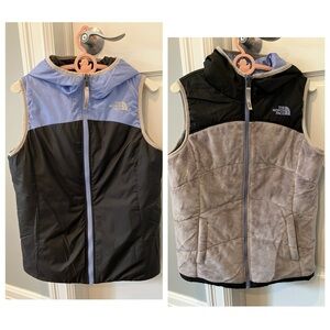 The North Face Big Girl L 14-16Y reversible hooded vest kid quilted fleece vest
